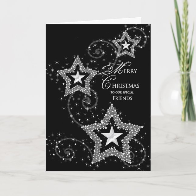 Cartes Pour Fêtes Annuelles Salutation de Noël - Amis Spéciaux - Étoiles Étinc (Devant)