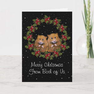 Cartes Pour Fêtes Annuelles Salutation de Noël, couple mignon de hamster, houx