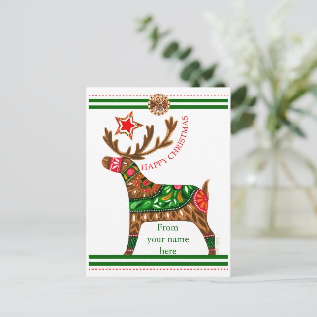 Cartes Pour Fêtes Annuelles Salutation de Noël scandinave avec texte personnal (Debout devant)
