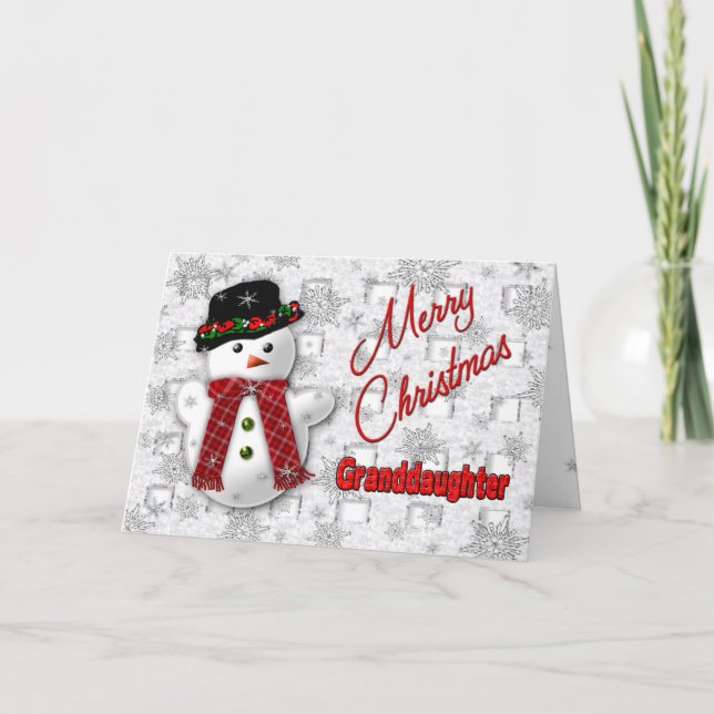 Cartes Pour Fêtes Annuelles Salutation de Noël Snowman - Grand-fille (Devant)