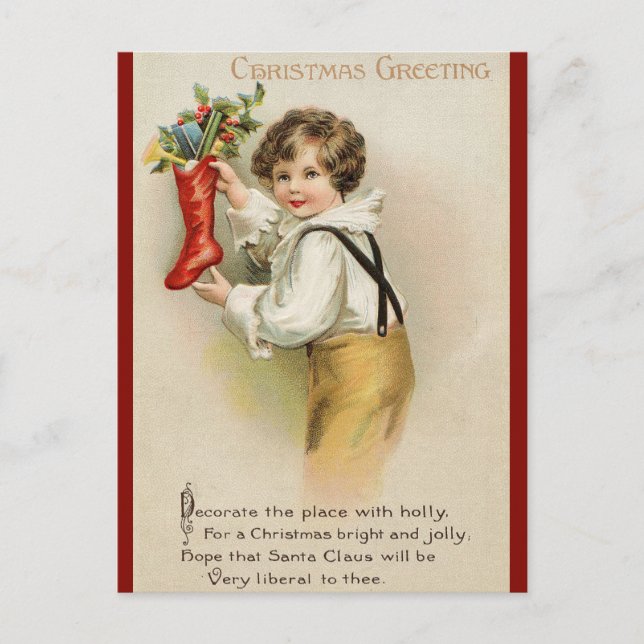 Cartes Pour Fêtes Annuelles Salutation de Noël victorienne avec poème - (Devant)
