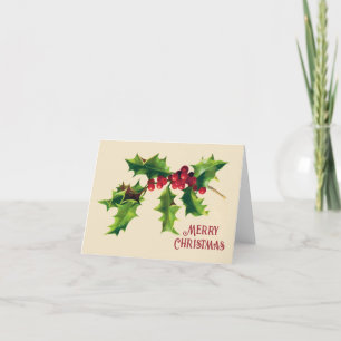 Cartes Pour Fêtes Annuelles Salutation de Noël vintage Holly
