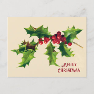Cartes Pour Fêtes Annuelles Salutation de Noël vintage Holly