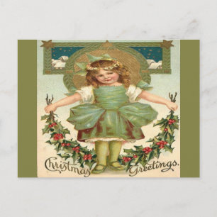 Cartes Pour Fêtes Annuelles Salutation de Noël vintage petite fille