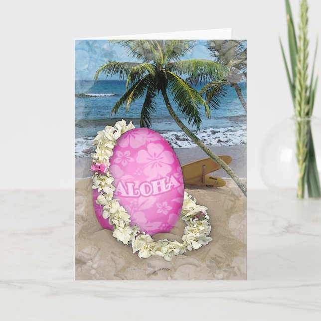 Cartes Pour Fêtes Annuelles Salutation de Pâques style hawaïen (Devant)