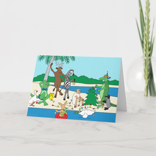 Cartes Pour Fêtes Annuelles Salutation de plage tropicale (Devant)