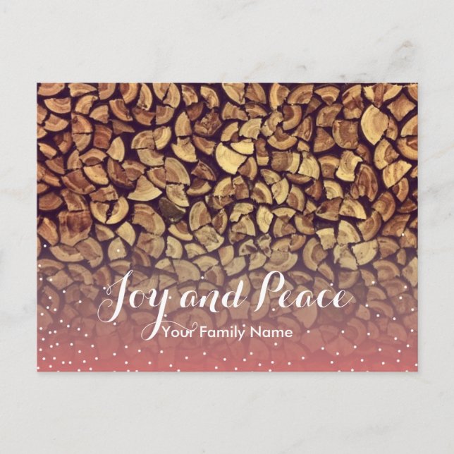 Cartes Pour Fêtes Annuelles Salutation de vacances de bois de chauffage de (Devant)
