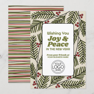 Cartes Pour Fêtes Annuelles Salutation d'entreprise Joy & Peace Succursales fa