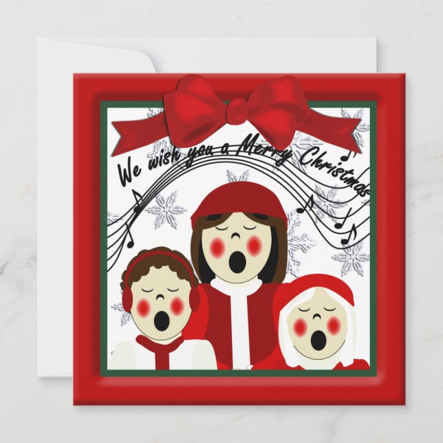 Cartes Pour Fêtes Annuelles Salutation des Caroleurs de Noël (Devant)