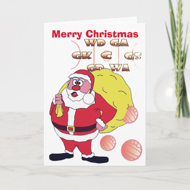 Cartes Pour Fêtes Annuelles Salutation drôle de Noël de net-ball de Père Noël (Devant)