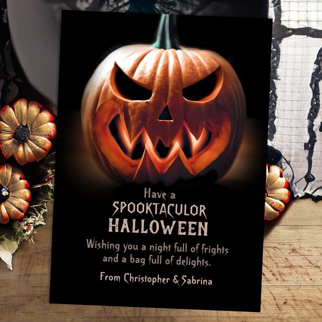 Cartes Pour Fêtes Annuelles Salutation du Citrouille éffrayant Halloween (Créateur téléchargé)