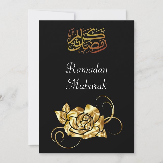 Cartes Pour Fêtes Annuelles Salutation en or du Ramadan (Devant)