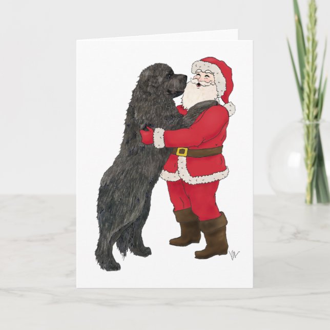 Cartes Pour Fêtes Annuelles Salutation Jowly de Noël de Terre-Neuve (Devant)