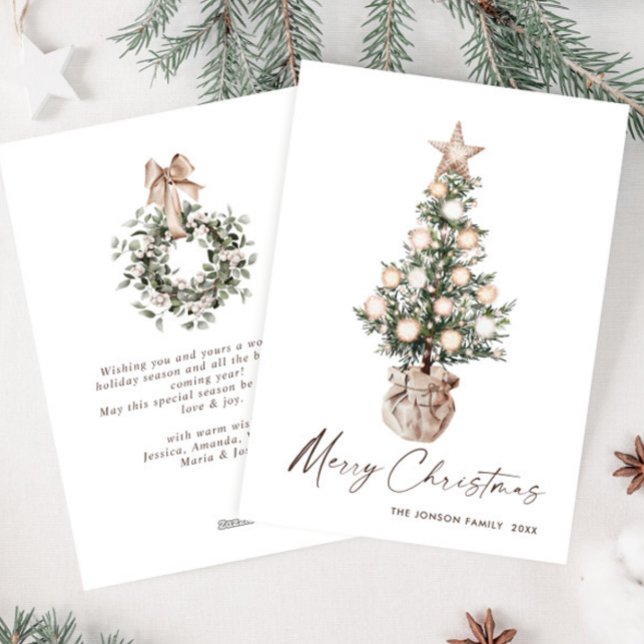 Cartes Pour Fêtes Annuelles Salutation Neutre Bohème de Noël Pine Tree (Créateur téléchargé)
