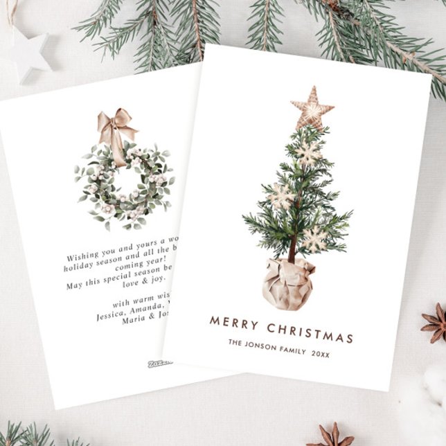 Cartes Pour Fêtes Annuelles Salutation Neutre Bohème de Noël Pine Tree (Créateur téléchargé)