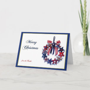 Cartes Pour Fêtes Annuelles Salutation patriotique de Joyeux Noël de guirlande