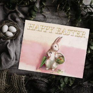 Cartes Pour Fêtes Annuelles Salutation vintage de lapin de Pâques