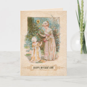 Cartes Pour Fêtes Annuelles Salutation vintage Mère et Enfant avec la Fête des