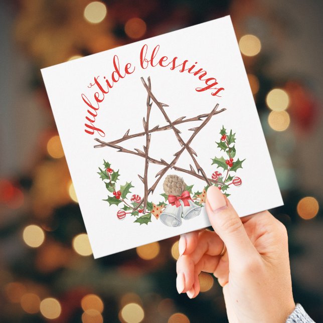 Cartes Pour Fêtes Annuelles Salutation Yuletide Twig Pentacle Wicca (Créateur téléchargé)