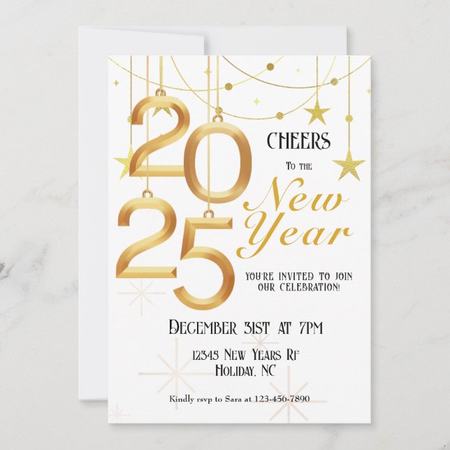Cartes Pour Fêtes Annuelles Salutations à l'invitation du Nouvel An (Devant)