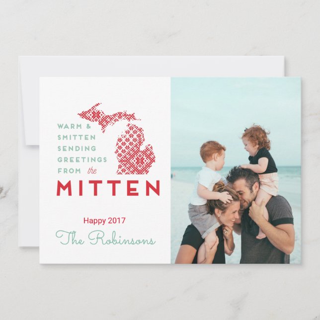 Cartes Pour Fêtes Annuelles Salutations chaudes et frappées de la mitaine MI (Devant)
