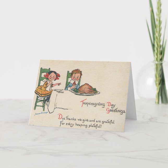 Cartes Pour Fêtes Annuelles Salutations d'action de grâces vintages (Devant)