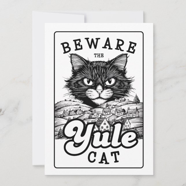 Cartes Pour Fêtes Annuelles Salutations de la fête - Méfiez-vous du chat Yule (Devant)