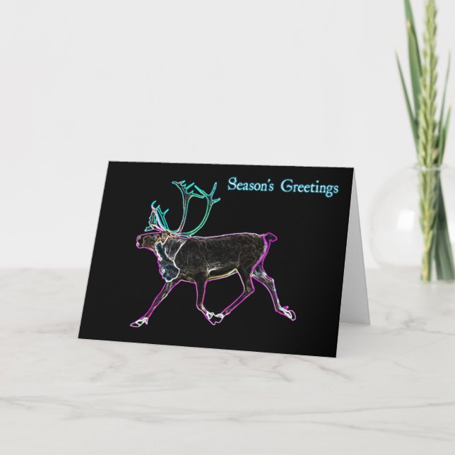 Cartes Pour Fêtes Annuelles Salutations de la Saison - Caribou Électrique (Devant)