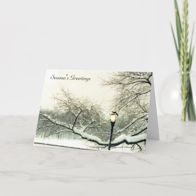 Cartes Pour Fêtes Annuelles salutations de l'arbre enneigé (Devant)