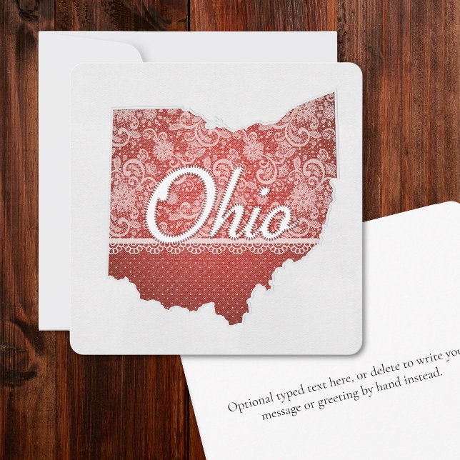 Cartes Pour Fêtes Annuelles Salutations de l'Ohio Stitted Look Noël (Ohio greeting card with a homemade, stitched look shares local wishes for Christmas or any season.)