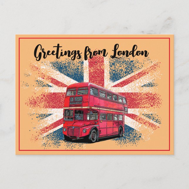Cartes Pour Fêtes Annuelles Salutations De London Red Bus Union Jack Souvenir (Devant)
