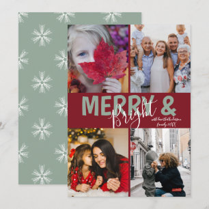 Cartes Pour Fêtes Annuelles Salutations de Noël 4 Photo Merry and Bright Holid
