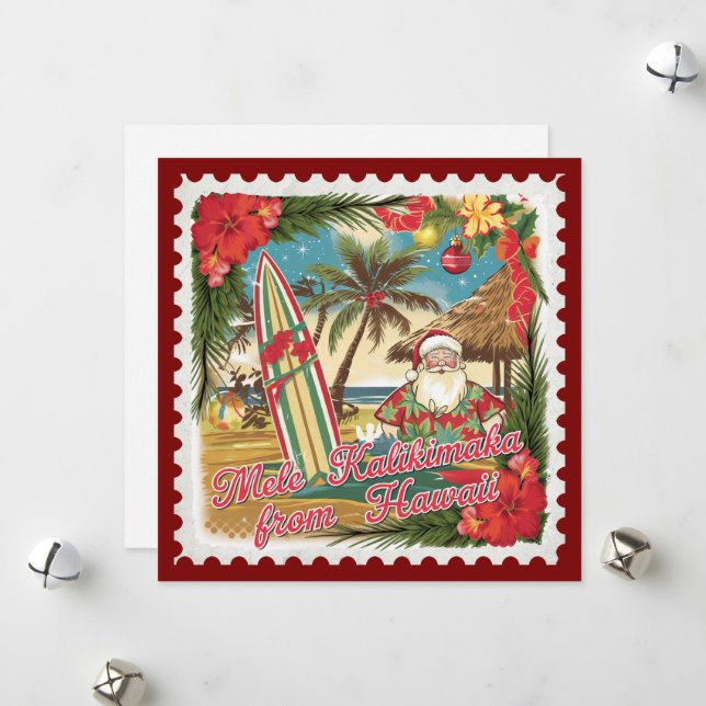 Cartes Pour Fêtes Annuelles Salutations de Noël de Hawaii Holiday Card (Devant/Arrière en situation)