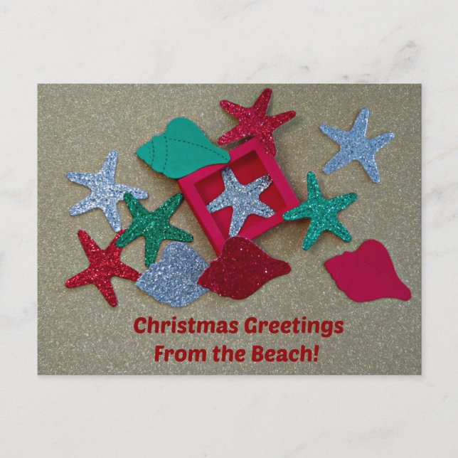 Cartes Pour Fêtes Annuelles Salutations de Noël de la plage. (Devant)