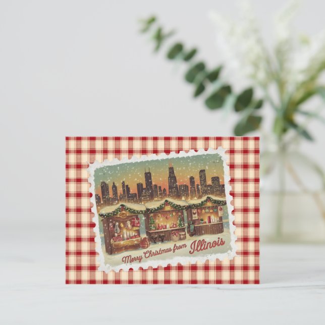 Cartes Pour Fêtes Annuelles Salutations de Noël de l'Illinois Holiday Card (Debout devant)