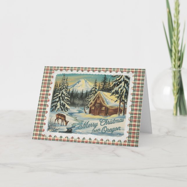 Cartes Pour Fêtes Annuelles Salutations de Noël de l'Oregon (Devant)