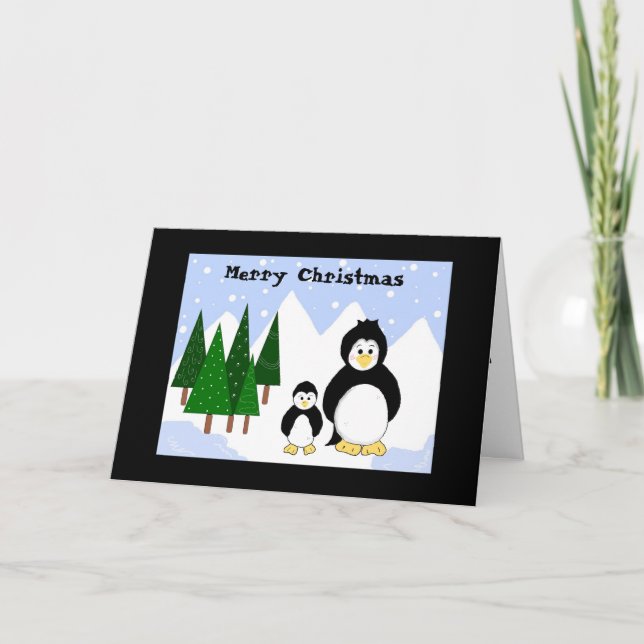 Cartes Pour Fêtes Annuelles Salutations de Noël Penguin (Devant)