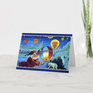 Cartes Pour Fêtes Annuelles Salutations de Noël - Père Noël Hot Air Ballots
