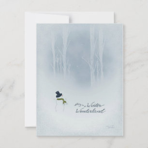 Cartes Pour Fêtes Annuelles Salutations De Noël Snowman Marcher Dans Les Snowy
