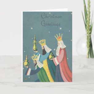 Cartes Pour Fêtes Annuelles Salutations de Noël Vintage Avec Les Hommes Sages