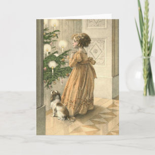 Cartes Pour Fêtes Annuelles Salutations de Noël vintage enfant
