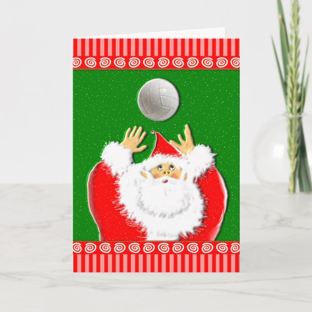 Cartes Pour Fêtes Annuelles Salutations de Noël Volleyball (Devant)