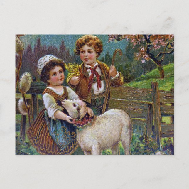 Cartes Pour Fêtes Annuelles Salutations de Pâques 1908 (Devant)