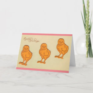 Cartes Pour Fêtes Annuelles Salutations de Pâques Chicks Beige