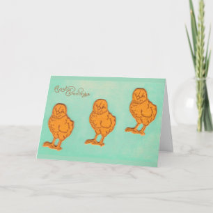 Cartes Pour Fêtes Annuelles Salutations de Pâques Chicks Vert