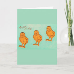 Cartes Pour Fêtes Annuelles Salutations de Pâques Chicks Vert