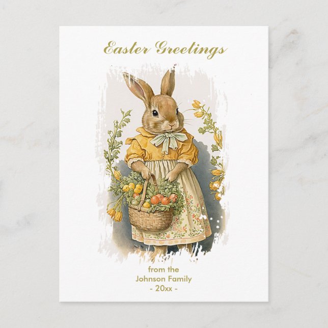 Cartes Pour Fêtes Annuelles Salutations de Pâques personnalisées Cute lapin Vi (Devant)
