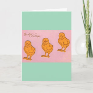 Cartes Pour Fêtes Annuelles Salutations de Pâques Poussins rose vert