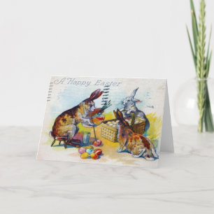 Cartes Pour Fêtes Annuelles Salutations de Pâques vintage avec des lapins