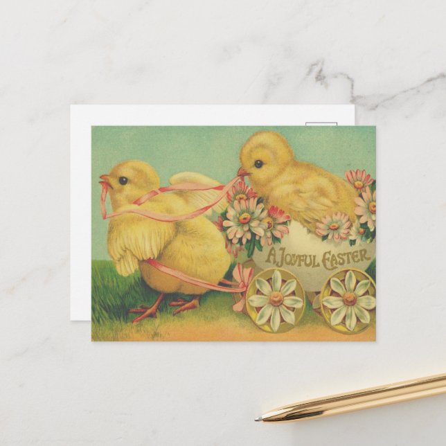 Cartes Pour Fêtes Annuelles Salutations de Pâques vintages (Devant/Arrière en situation)